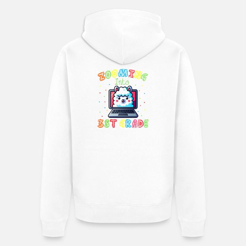 Lama Code Arc-en-Ciel Numérique - Veste à capuche bio Premium Unisexe - blanc
