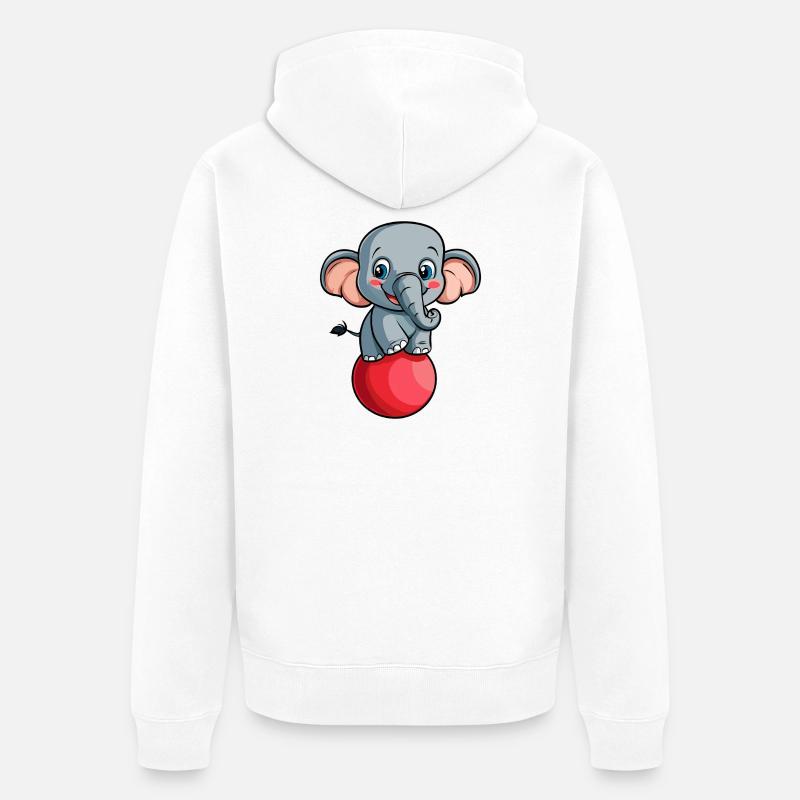 Éléphant avec balle - Veste à capuche bio Premium Unisexe - blanc