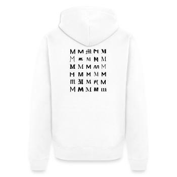Typography M monogram letter mosaic design - Unisex Premium Organic Zip Hoodie - white - Back - Thijin (182cm)