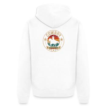 Vintage Cowboy Child Motif Horse - Unisex Premium Organic Zip Hoodie - white - Back - Thijin (182cm)