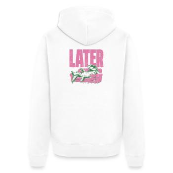 LATER Alligator Lounge - Unisex Premium Organic Zip Hoodie - white - Back - Thijin (182cm)