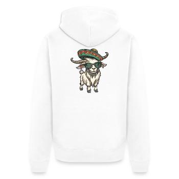 Bergziege Comic Lustig Sombrero - Unisex Premium Bio Zip Hoodie - Weiß - Hinten - Thijin (182cm)