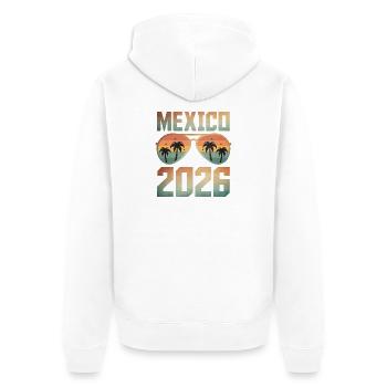 Mexiko 2026 - Unisex Premium Bio Zip Hoodie - Weiß - Hinten - Thijin (182cm)