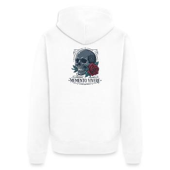 Memento Vivere Rose - Unisex Premium Bio Zip Hoodie - Weiß - Hinten - Thijin (182cm)