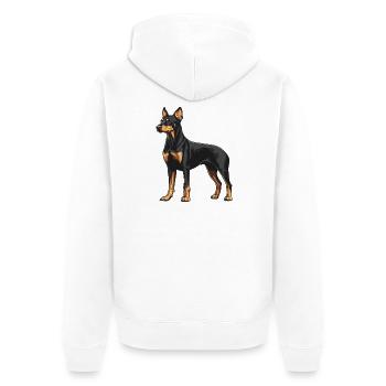 Dobermann - Unisex Premium Bio Zip Hoodie - Weiß - Hinten - Thijin (182cm)