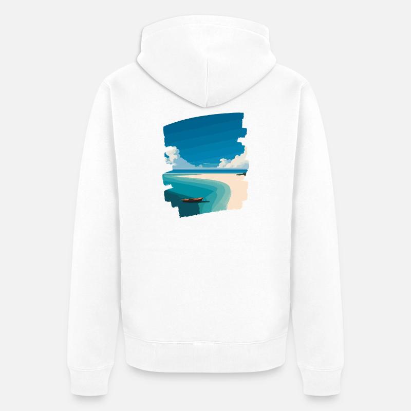 Palmiers de mer de plage - Veste à capuche bio Premium Unisexe - blanc