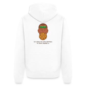 Datenschutz Cookie, Richtlinien Ironie - Unisex Premium Bio Zip Hoodie - Weiß - Hinten - Thijin (182cm)