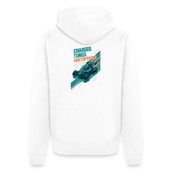 Chargé, accordé, inarrêtable | RC Buggy - Veste à capuche bio Premium Unisexe - blanc - Dos - Thijin (182cm)