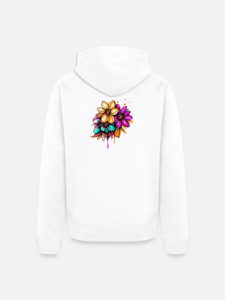 Blumenstrauß Neon Aquarell - Unisex Premium Bio Zip Hoodie - Weiß