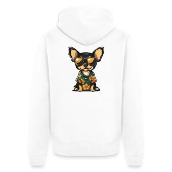Chihuahua Hund Comic Urlaub - Unisex Premium Bio Zip Hoodie - Weiß - Hinten - Thijin (182cm)