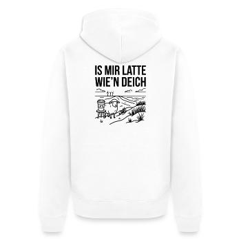 Mir Latte wie Deich Lustiger Norddeutsch Spruch - Unisex Premium Bio Zip Hoodie - Weiß - Hinten - Thijin (182cm)