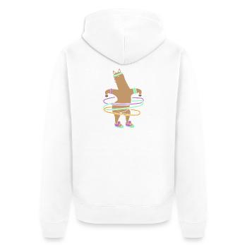 Hula Hup Hullern Huller Hoop Lama Alpaka - Unisex Premium Bio Zip Hoodie - Weiß - Hinten - Thijin (182cm)