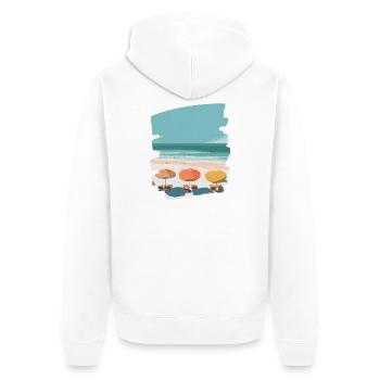 Strand Meer Palmen - Unisex Premium Bio Zip Hoodie - Weiß - Hinten - Thijin (182cm)