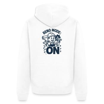 Renomodus an | Renovierung Heimwerker - Unisex Premium Bio Zip Hoodie - Weiß - Hinten - Thijin (182cm)