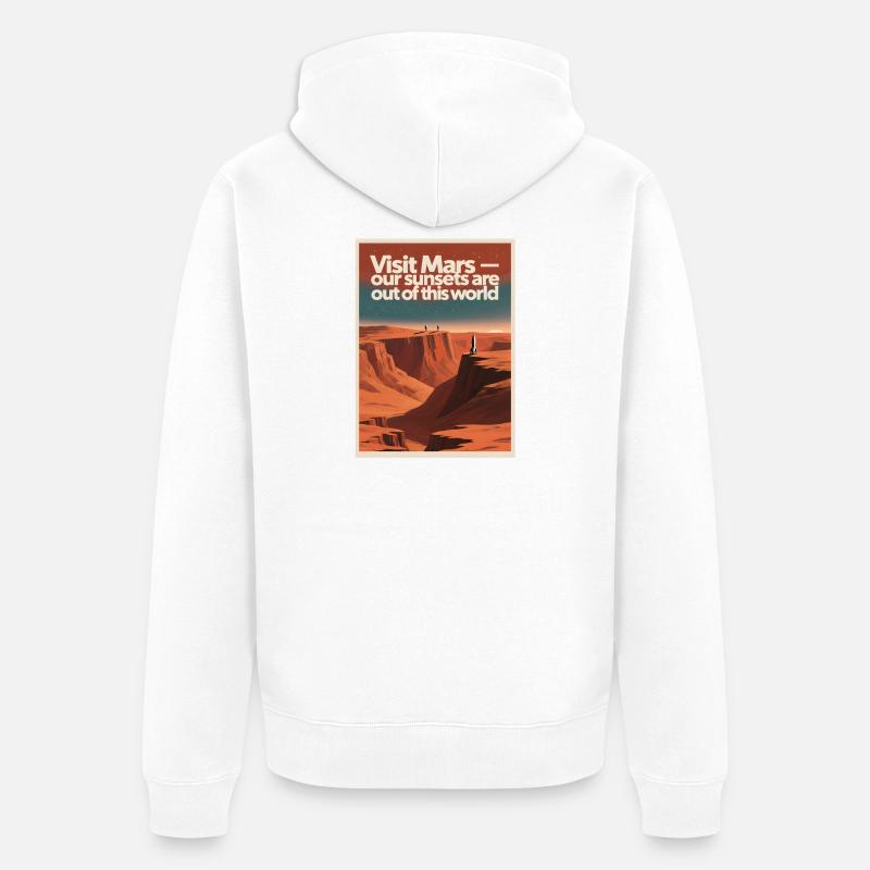 Visiter Mars | Tournée spatiale rétro - Veste à capuche bio Premium Unisexe - blanc