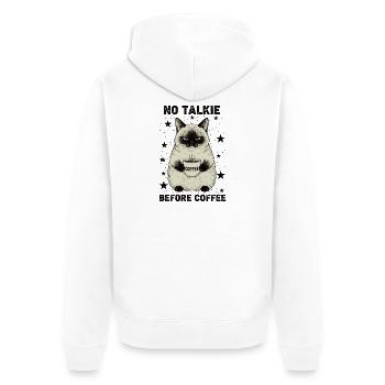 Kein Gespräch Vor Kaffee Liebhaber Katze - Unisex Premium Bio Zip Hoodie - Weiß - Hinten - Thijin (182cm)