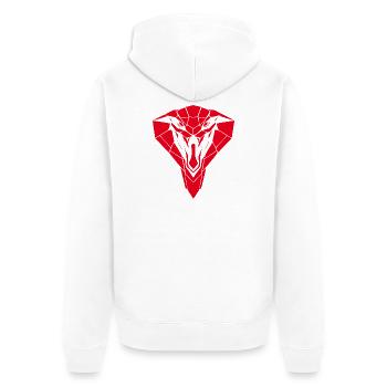 Red Geometric Snake Head - Unisex Premium Organic Zip Hoodie - white - Back - Thijin (182cm)