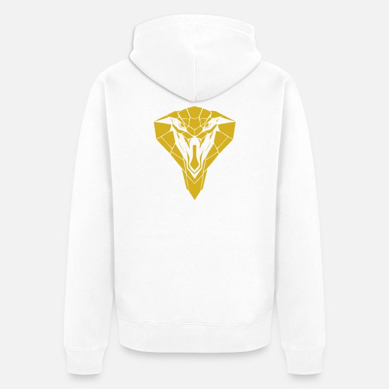 Silhouette géométrique dorée du cobra - Veste à capuche bio Premium Unisexe - blanc