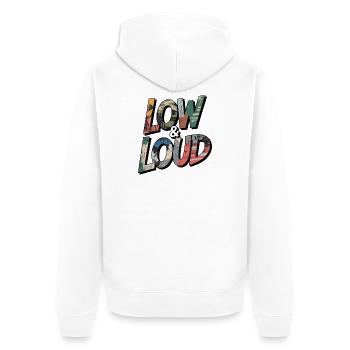Tuning Spruch Low and Loud Camo Design - Unisex Premium Organic Zip Hoodie - white - Back - Thijin (182cm)