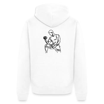 Fitness Sketch - Veste à capuche bio Premium Unisexe - blanc - Dos - Thijin (182cm)