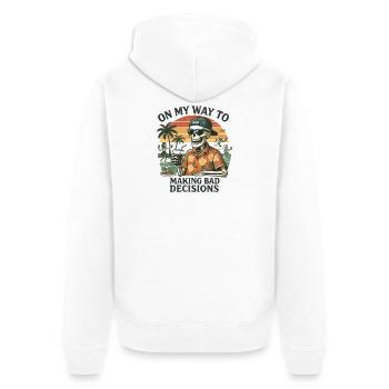 L’humour des fêtes en route vers de mauvaises décisions - Veste à capuche bio Premium Unisexe - blanc - Dos - Thijin (182cm)