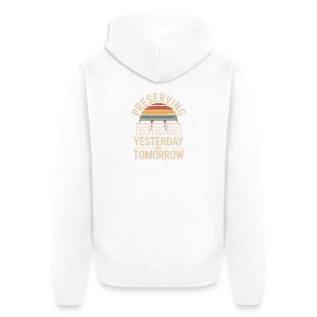 Gestern für morgen bewahren - Unisex Premium Bio Zip Hoodie - Weiß - Hinten - Thijin (182cm)