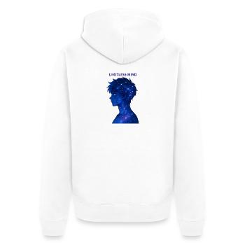 Grenzloser Geist Nebula - Unisex Premium Bio Zip Hoodie - Weiß - Hinten - Thijin (182cm)