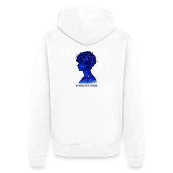 Limitless Mind Galaxie Silhouette - Unisex Premium Bio Zip Hoodie - Weiß - Hinten - Thijin (182cm)