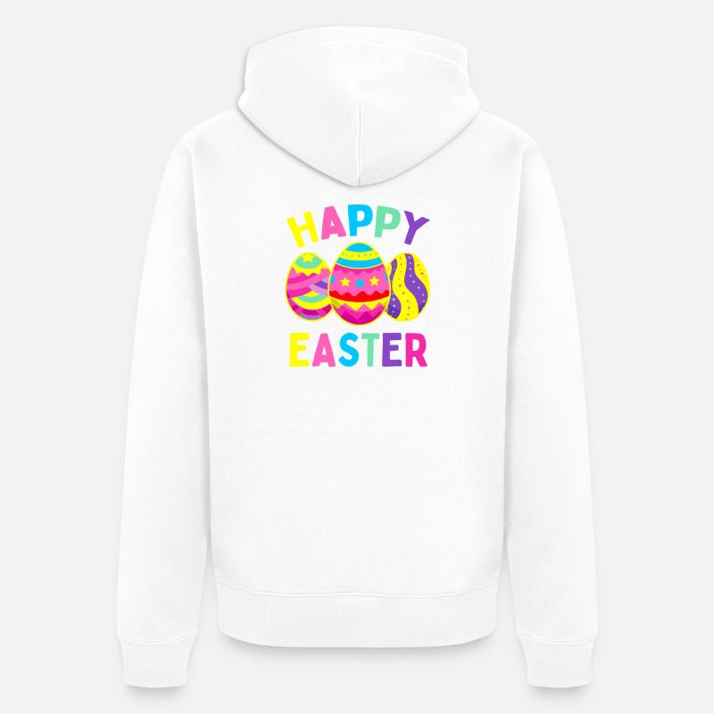 Vivid Easter Eggs Parade - Unisex Premium Organic Zip Hoodie - white