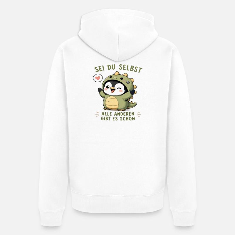 Sei du selbst - Pinguin - Unisex Premium Bio Zip Hoodie - Weiß