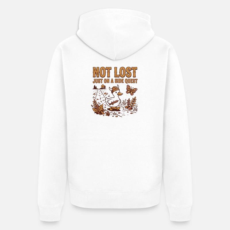 Canard TDAH - Juste en quête secondaire - Veste à capuche bio Premium Unisexe - blanc