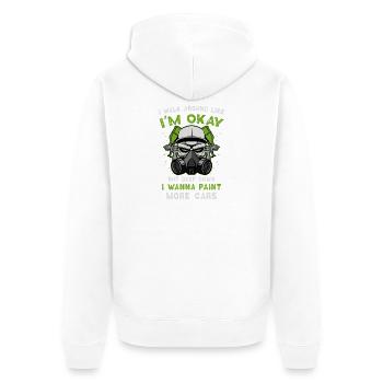 I want to Paint More Cars Graffiti Mask Design - Unisex Premium Organic Zip Hoodie - white - Back - Thijin (182cm)