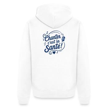 Chanter c’est la Santé Microphone - Veste à capuche bio Premium Unisexe - blanc - Dos - Thijin (182cm)
