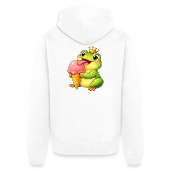Süßer Frosch mit Eiskrone Sommer Eiscreme Cartoon - Unisex Premium Organic Zip Hoodie - white - Back - Thijin (182cm)