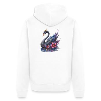 Fantasie-Blumenschwan - Unisex Premium Bio Zip Hoodie - Weiß - Hinten - Thijin (182cm)