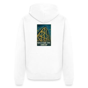 Wait for the Drop | Roller Coaster Thrill - Unisex Premium Organic Zip Hoodie - white - Back - Thijin (182cm)