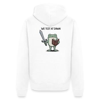 Dawn Frog Knight: Sword & Book - Unisex Premium Organic Zip Hoodie - white - Back - Thijin (182cm)