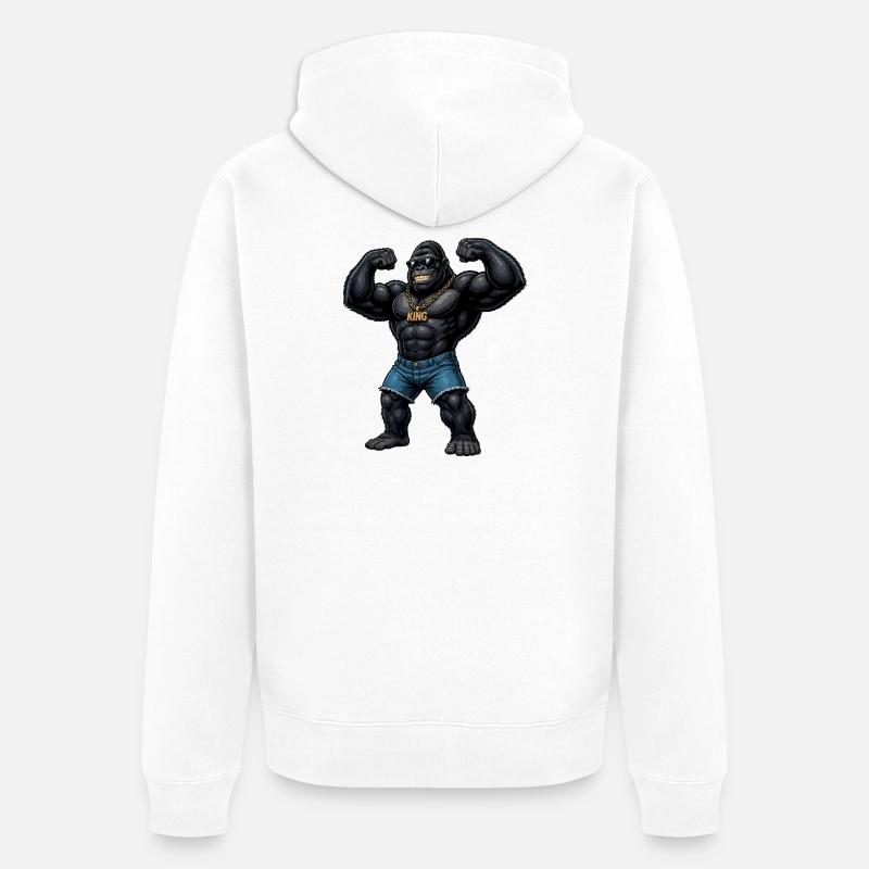 King Gorilla Bling - Veste à capuche bio Premium Unisexe - blanc