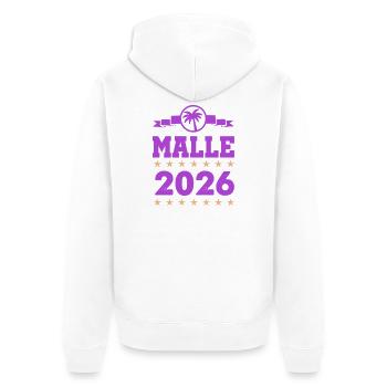 Malle 2026 Logo - Unisex Premium Organic Zip Hoodie - white - Back - Thijin (182cm)