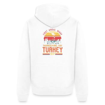 Thanksgiving Turkey Drop Retro Geschenk - Unisex Premium Bio Zip Hoodie - Weiß - Hinten - Thijin (182cm)