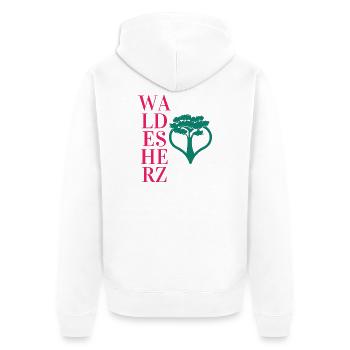 Waldesherz - Wortschätze - vergessene Wörter - Unisex Premium Bio Zip Hoodie - Weiß - Hinten - Thijin (182cm)