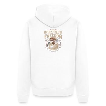 Das metrische System kann Freiheit nicht messen (4 - Unisex Premium Bio Zip Hoodie - Weiß - Hinten - Thijin (182cm)