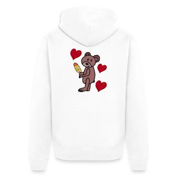 Teddy Eis Eiskrem Kinder Kind  Bär Herzen - Unisex Premium Organic Zip Hoodie - white - Back - Thijin (182cm)