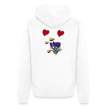 Herz Blüten garten Insekten Bienen - Unisex Premium Bio Zip Hoodie - Weiß - Hinten - Thijin (182cm)