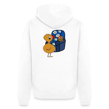 Küken Muffin Sessel Feierabend Huhn - Unisex Premium Bio Zip Hoodie - Weiß - Hinten - Thijin (182cm)