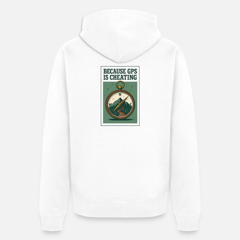 Le GPS triche | Randonnée au compas - Veste à capuche bio Premium Unisexe - blanc