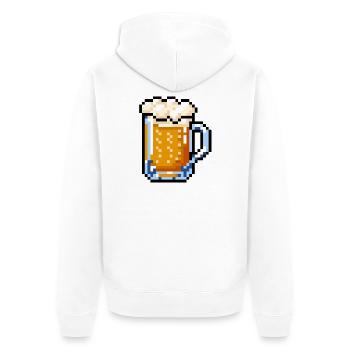Pixel Art sur verre à bière – Design rétro de bière - Veste à capuche bio Premium Unisexe - blanc - Dos - Thijin (182cm)