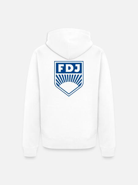 FDJ - Freie Deutsche Jugend Abzeichen (einfarbig) - Unisex Premium Bio Zip Hoodie - Weiß