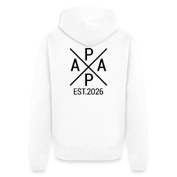 Papa 2026 Schwangerschaft Ankündigung Cross - Unisex Premium Bio Zip Hoodie - Weiß - Hinten - Thijin (182cm)