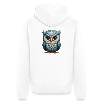 Blue-eyed owl illustration - Unisex Premium Organic Zip Hoodie - white - Back - Thijin (182cm)